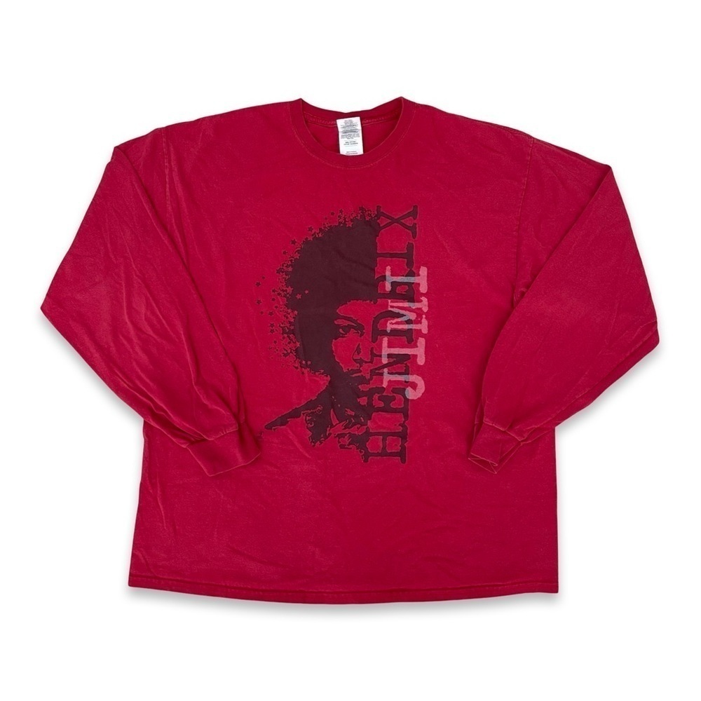 Y2K Jimi Hendrix Star Graphic Long Sleeve Shirt Red XL